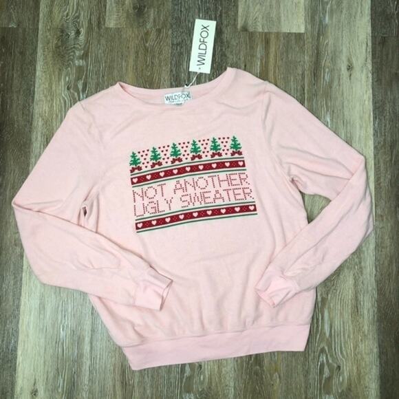 Wildfox Not Another Ugly Christmas Sweater Sweatshirt Pink Medium - Picture 5 of 11